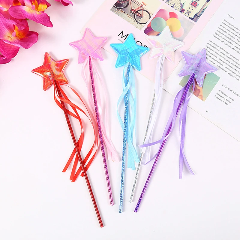 1PC Cute Dreamlike Five Pointed Star Fairy Wand Girl Birthday Party Cosplay Props Toy Princess Magic Fairy Cane Kids Girls Gift