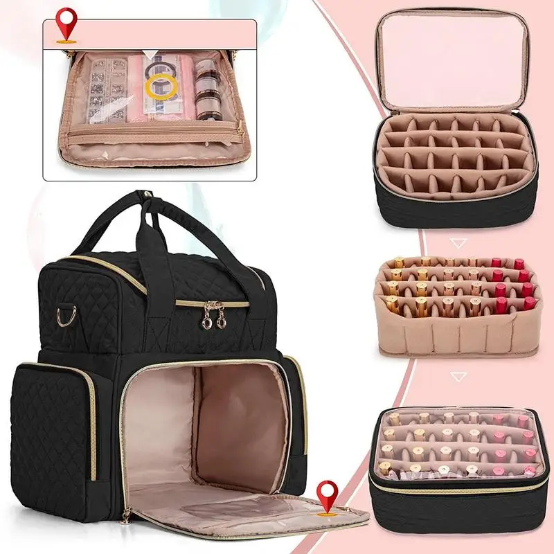 Large Nail Care Manicure Storage Organizer Carrying Case Bag, Fits 40-50  Bottles