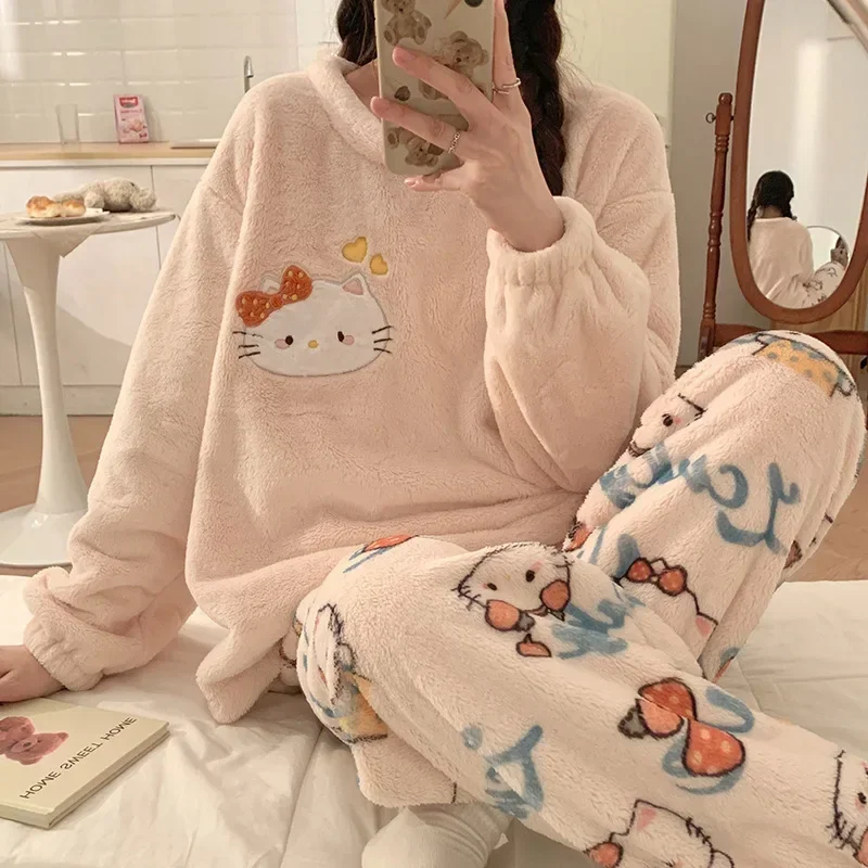 Fleece pyjamapak met capuchon 'Hello Kitty' 'Kuromi' - Paars - Dame - 25.00