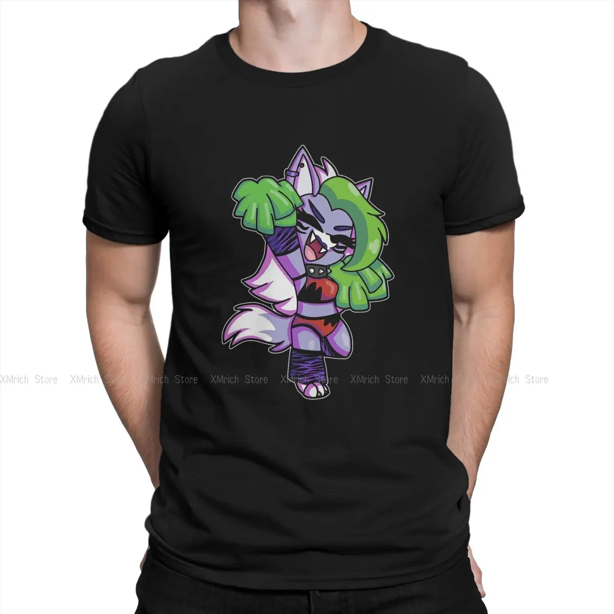 Roxanne Wolf Essential Men T-Shirt Fnaf Game Security Violation Unique Tees T-Shirt Girocollo Manica Corta 100% Cotone