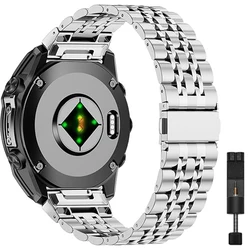 Elegant Stainless Steel Watch Band - 22mm - QuickFit 26mm (Silver)