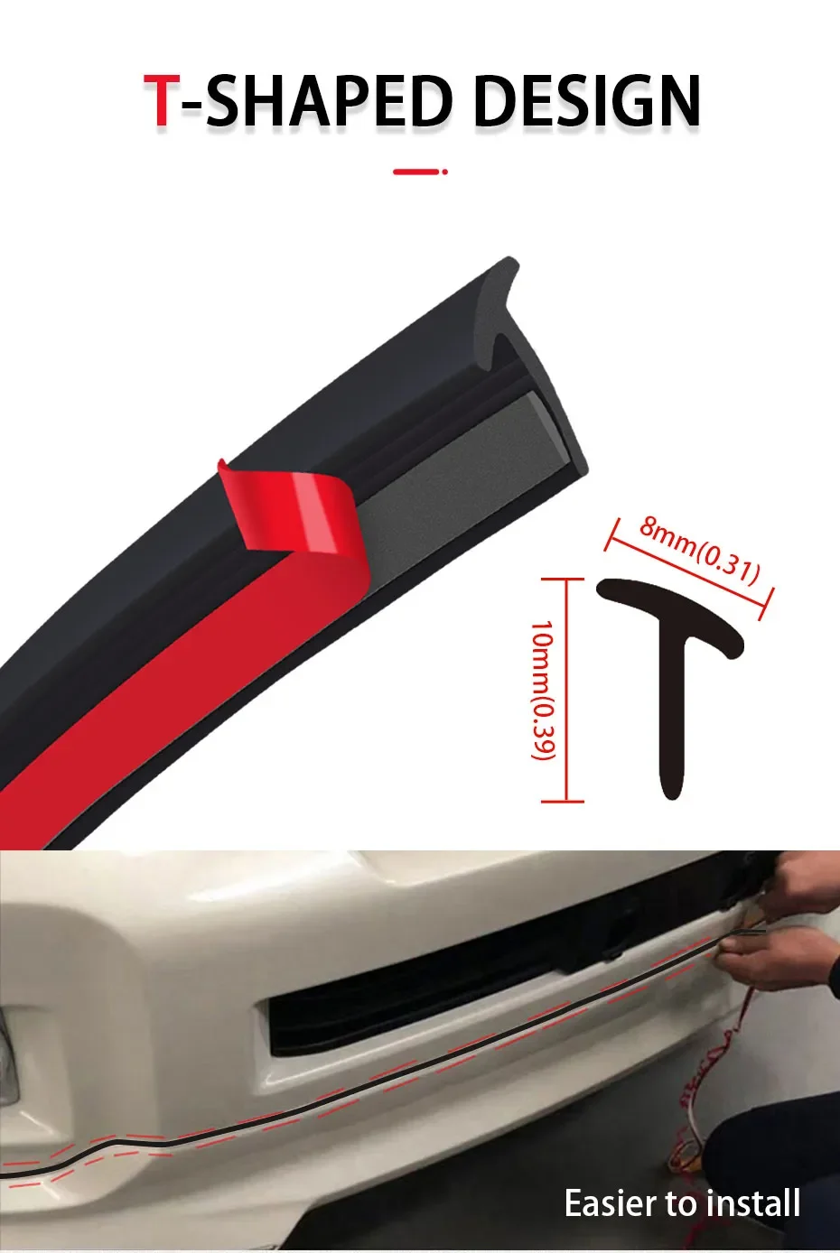 Seametal Universal Auto Gummi Dichtung streifen schräg T-Typ Auto Tür dichtung Gummi Dichtung streifen Rand Dicht mittel für Autozubehör – Detail 2