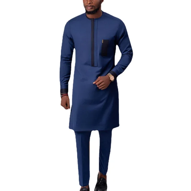 Mustafa 2 Pieces Dashiki Shirt Pant Sets Long Sleeve Outfit