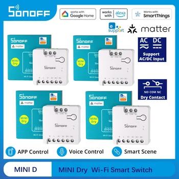 SONOFF MINI D MINI-D อุปกรณ์รีเลย์ควบคุมอัจฉริยะแบบไร้สาย SONOFF Mini Dry รองรับ Matter ใช้กับแหล่งจ่ายไฟ AC/DC ควบคุมการเชื่อมต่อ 1