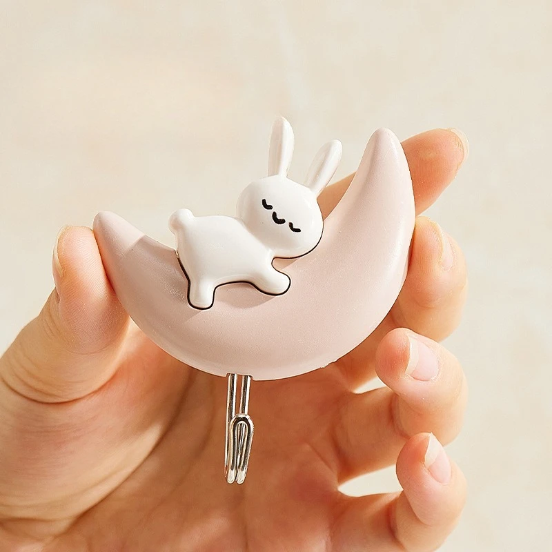 Cartoon Cute Adhesive Hooks - No-Drill, Traceless Wall and Door Key Holders (Set of 2)