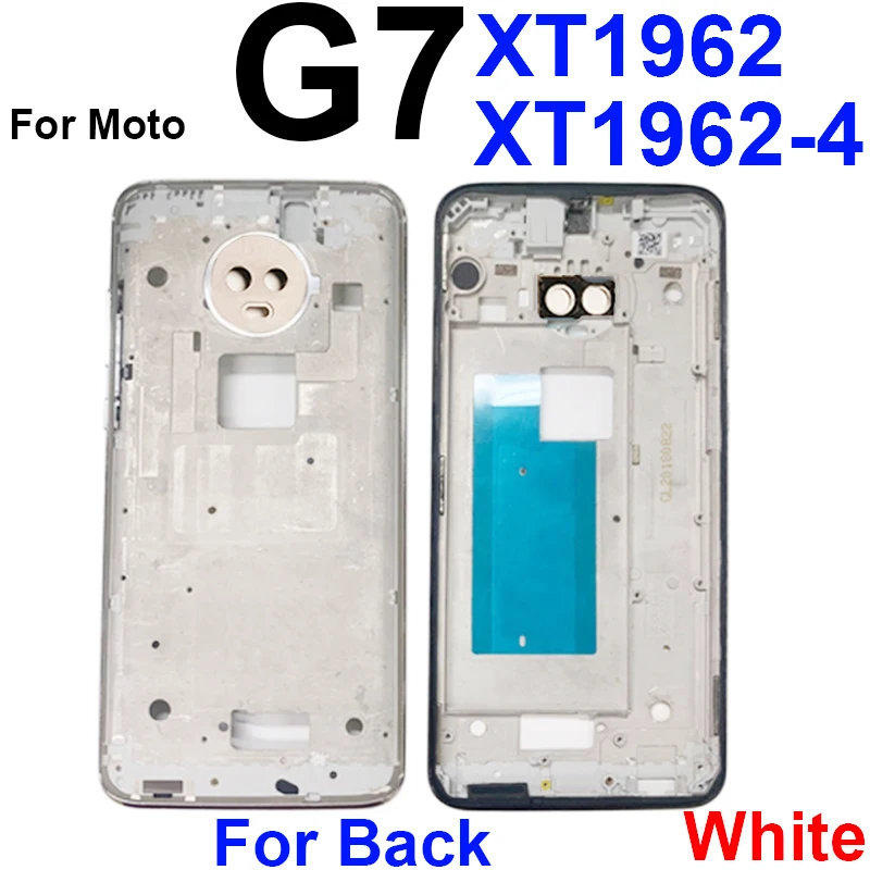 Motorola Moto G7 Plus G7 Play G7 전원 LCD 후면 프레임 커버 베젤 플레이트(전원 볼륨 측면 버튼 포함)용 중간 프레임 하우징