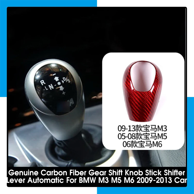 

Genuine Carbon Fiber Gear Shift Knob Stick Shifter Lever Automatic For BMW M3 M5 M6 2009-2013 Car Interior Decoration