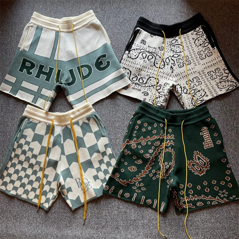 

2023ss Rhude Knit Jacquard Short Men Women 1:1 High Quality Shorts Breeches