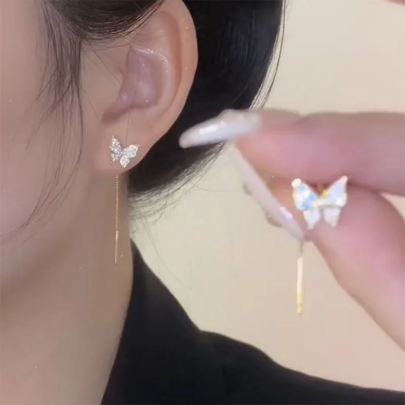 

2022 Inlaid Zircon Butterfly Earrings Delicate Simple Golden Butterfly Earrings Personalized Jewelry Earrings Anniversary Gift
