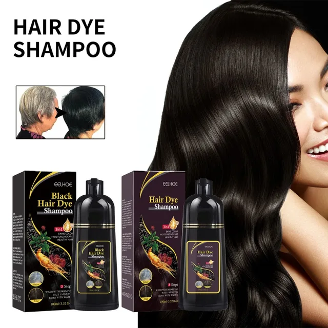 Natural Herbal Hair Dye Shampoo 3 in 1 Hair Color Shampoo for Hair Dark Brown Black for Women & Men Grey Coverage 1
