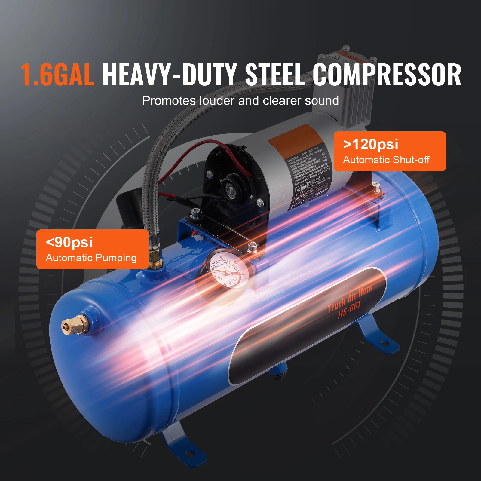 Train Air Horn Kit 150dB 12V Air Compressor