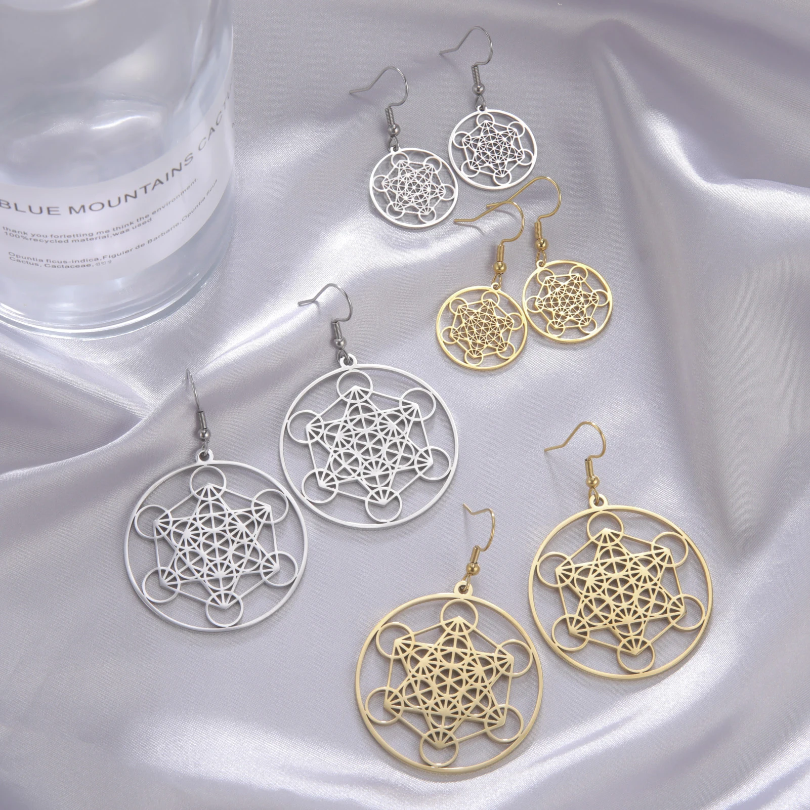 Sacred Geometry Archangel Metatron Cube Stainless Steel Charm Pendants