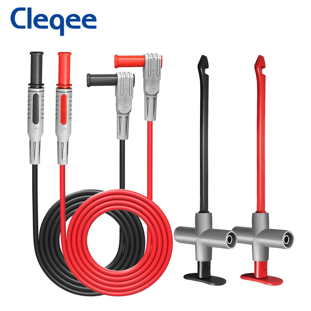 

Cleqee P1033A 4 шт. мультиметр тестовый комплект 4 мм банановый штекер Тестовый крюк зажим сверхмощный безопасный прокол тестовый зонд Электрический инструмент
