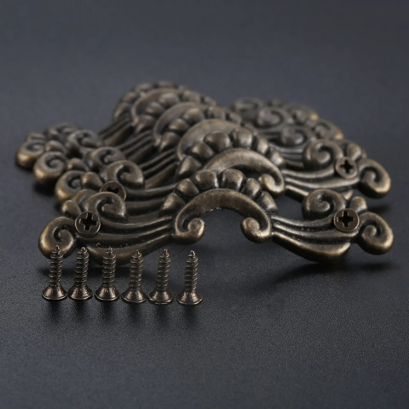 5Pcs/lot Vintage Decorative Flower Pulls Handles for Wooden Jewelry Box Drawer Cabinet Chest Furniture Knobs with Screws 56x17mm