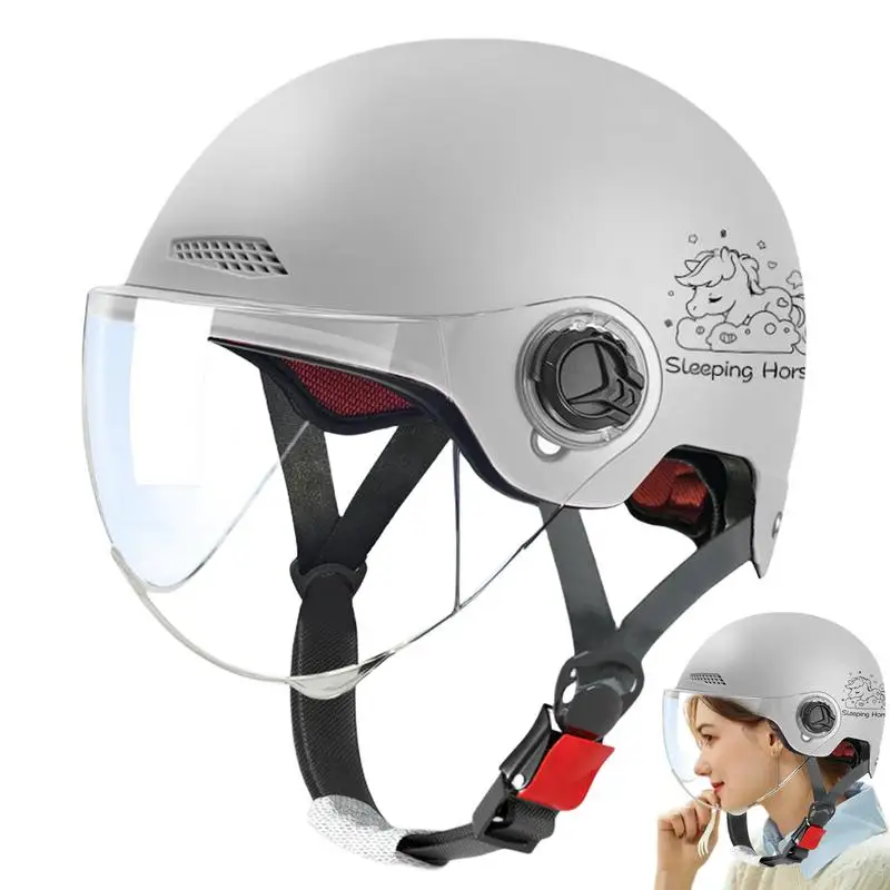 

Scooter Safety Hat Multi-sport Impact Protection Motorcycle Safety Hat with Sun Visor Quick Release Buckle Half Headgear