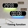 LED Digital Wall Clock Time Temperature Date Display Wall-mounted Adjustable Brightness Colors Remote Electronic Alarm Clock 4