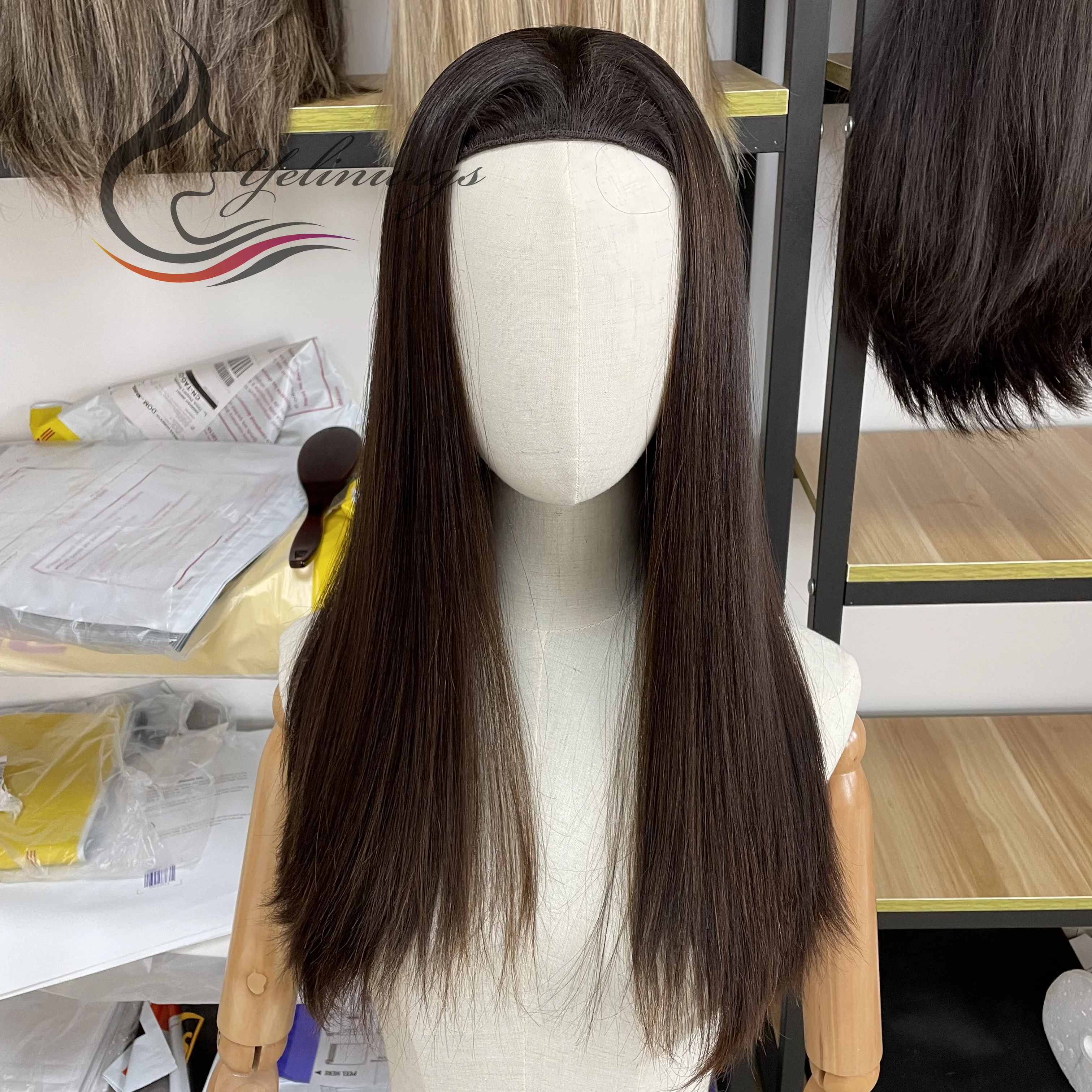 

The Most Popular Ponytail wigs For Kosher Women 100% Virgin European Human Hair Sports Bandfall Jewish Wigs For Women