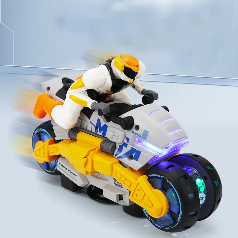 Electric Stunt Transformable Motorcycle Children Toy 360 Degree Rotating light Music Transformable Toy Car Christmas Gift 4