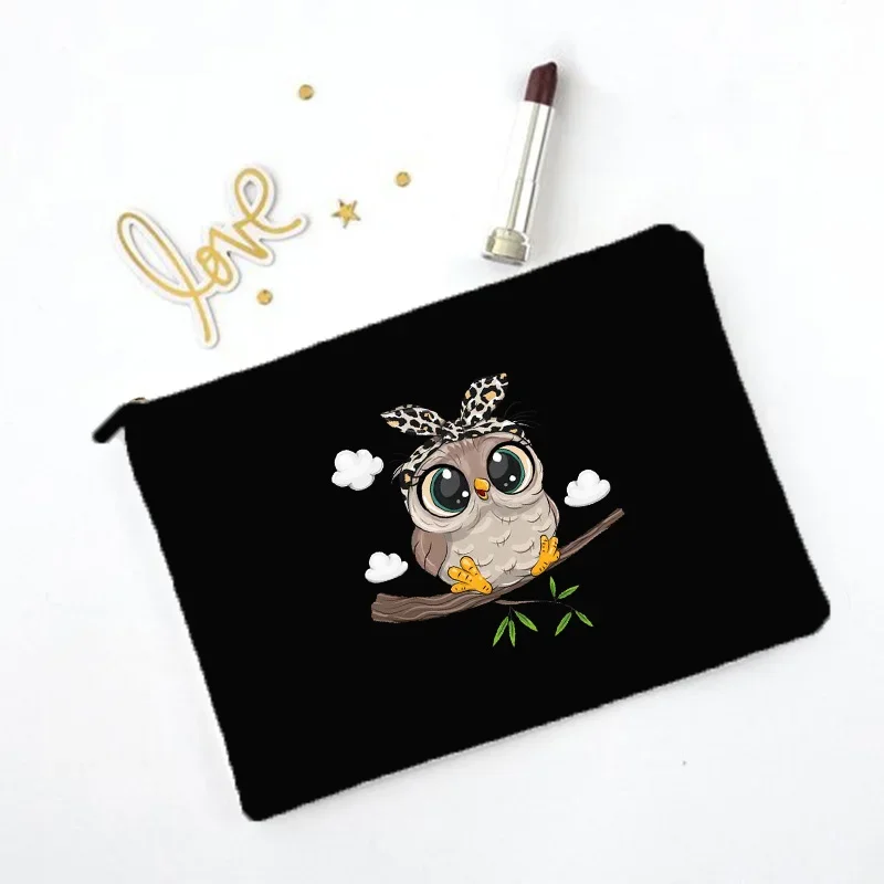 Cartoon Owl Print Print Makeup Bag Travel Neceser Toiletry Organizer Pouch Female Canvas Zipper Cosmetic Bags Best Gift 2
