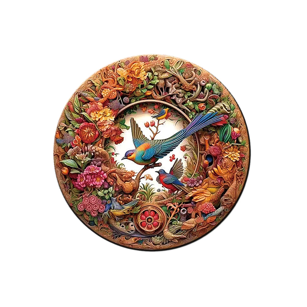 Wooden animal puzzle unique and mysterious circular bird puzzle for adults or children holiday gift interactive game wooden toys 3