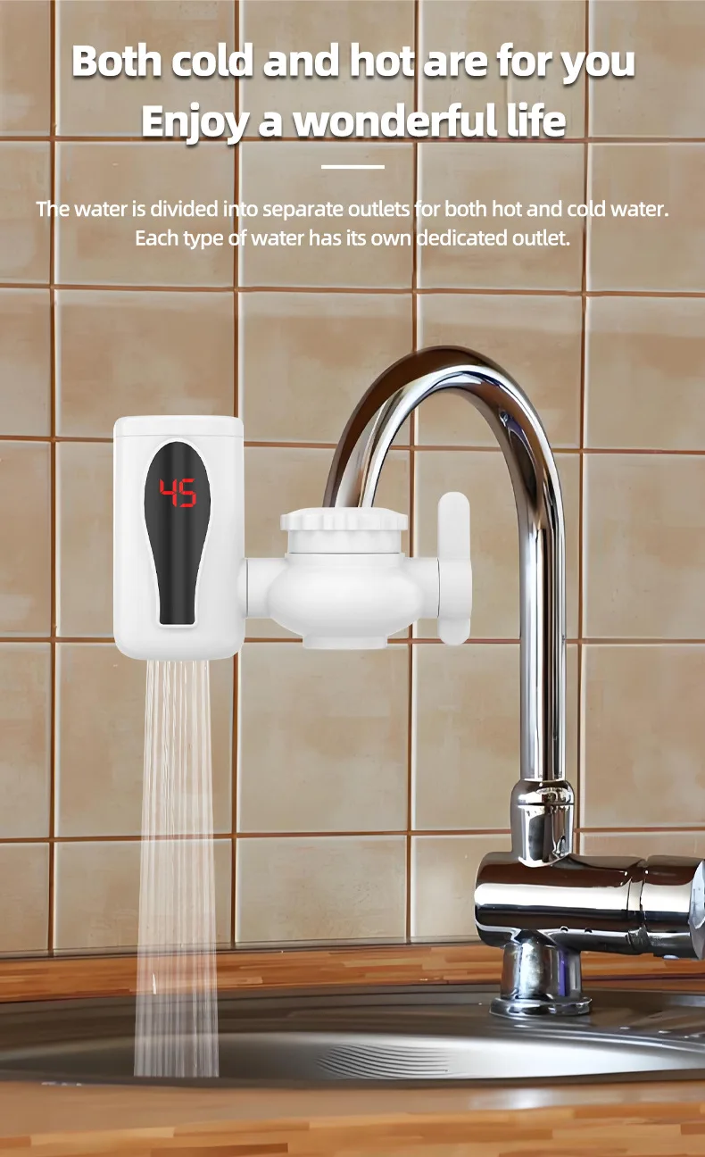 Instant Electric Hot Water Faucet with Digital Display, Rapid Heating Tap for Ki