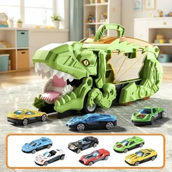 Dinosaur Transporter: Transforming Alloy Vehicle Set into a Standing T - Rex (6 cars - A)