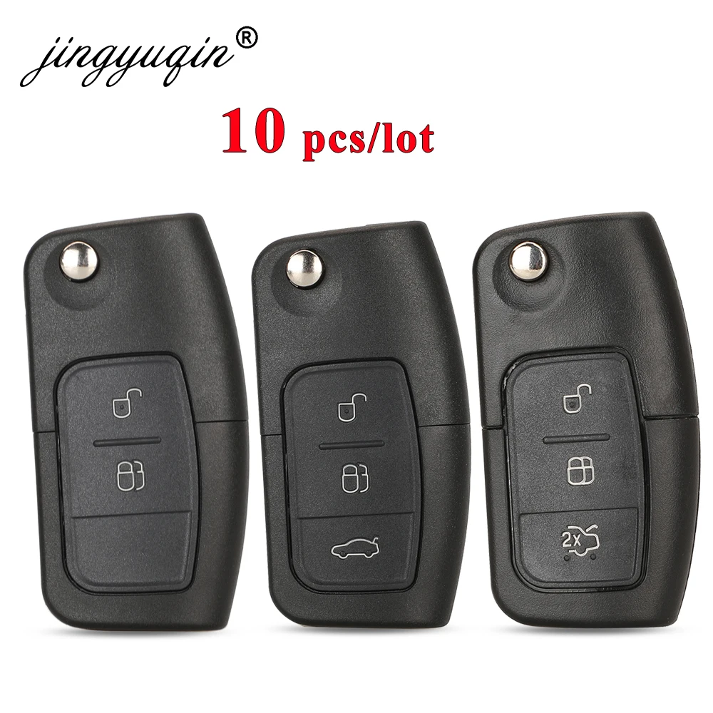Jingyuqin 10 teile/los 3 Taste Flip Klapp Auto Schlüssel Shell Fernbedienung Fob Abdeckung für Ford Focus Fiesta C Max Ka