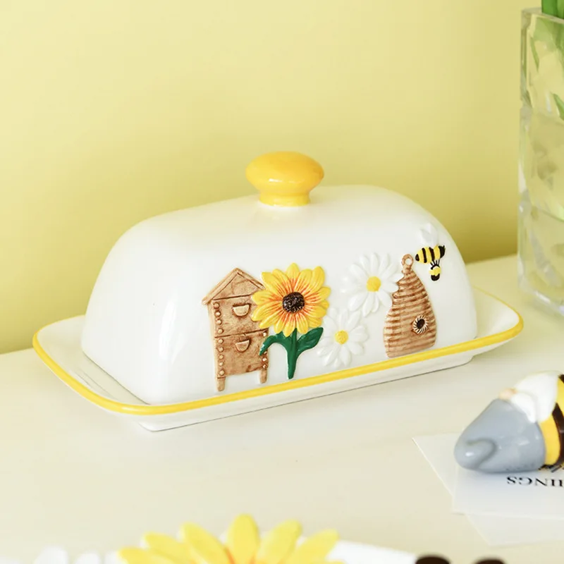 Ceramic Butter Dish,Porcelain Decorative Dim Sum Plate,Kitchen Dessert Saucer,Tableware Chhese Plates,Western Food Organzier