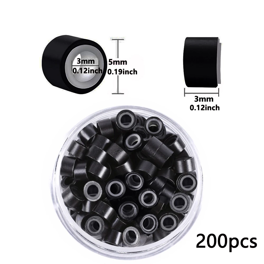 헤어 익스텐션 도구 키트 200개 블랙 다크 브라운 라이트 브라운 골드 마이크로 링 비즈 1개 마이크로 비즈 플라이어 1개 후크 니들 풀링