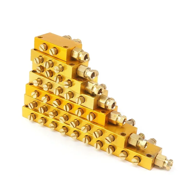 Aluminum 2/3/4/5/6/7/8/10 Way Adjustable Lube Oil Piston Distributor Value Manifold Block 6mm In 4mm Out Centralized Lubrication