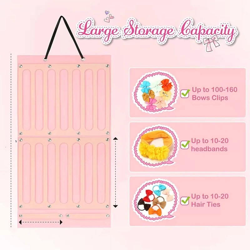 Children Girls Felt Hair Accessories Storage Hanger Hanging Organizer for Kids Barrettes Hair Pin Headband Bowknot Display Holde Baby Strollers medium