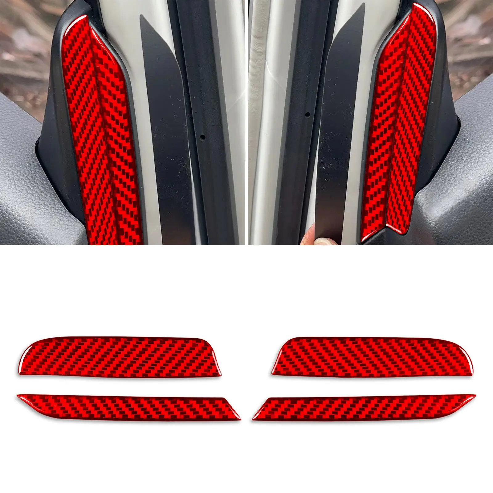 

4pcs Carbon Fiber Car Front Door A Pillar Side Panel Trim Sticker For Honda Fit 2020-2022 Auto Interior Decoration Accessories