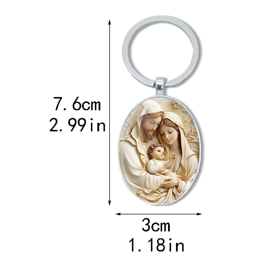 1pc Retro Virgin Mary Alloy key chains Religious Time Gem Pendant Suitable For Car Keys and Backpack Pendant Gift