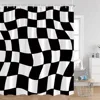 Colorful Checkerboard Shower Curtain Black White Blocks Distorted Chess Board Bathroom Curtain Modern Abstract Bath Decorations 2