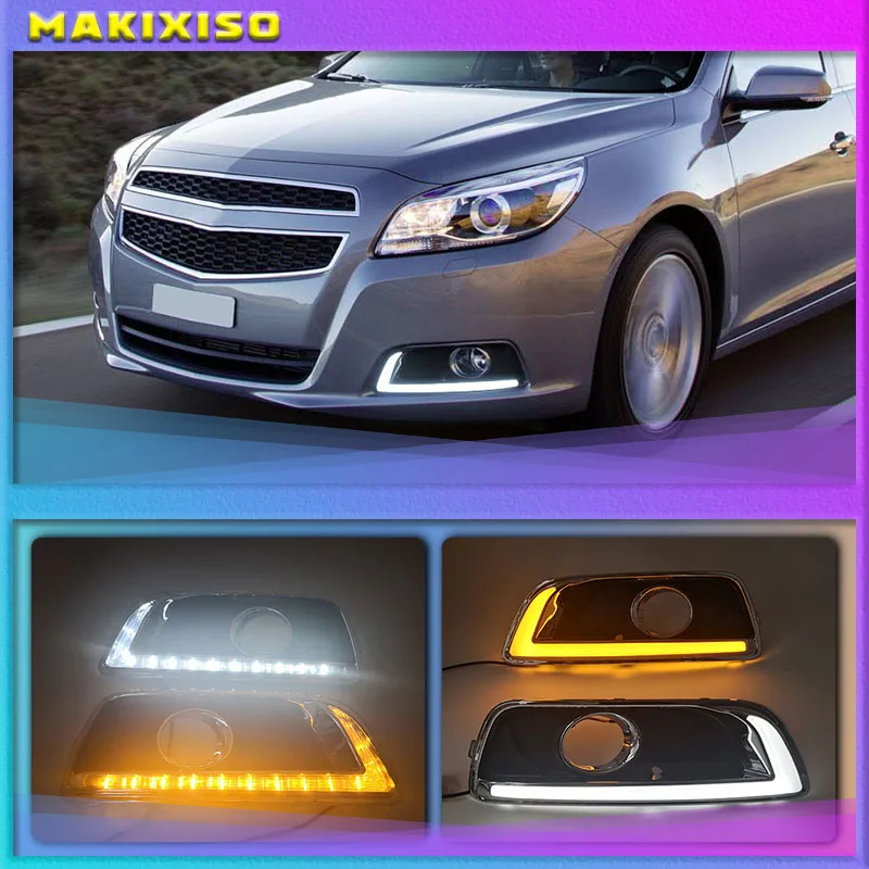 

1set LED DRL Daytime Running Light yellow turn lamp Relay Daylight For Chevrolet Chevy Malibu 2011 2012 2013 2015