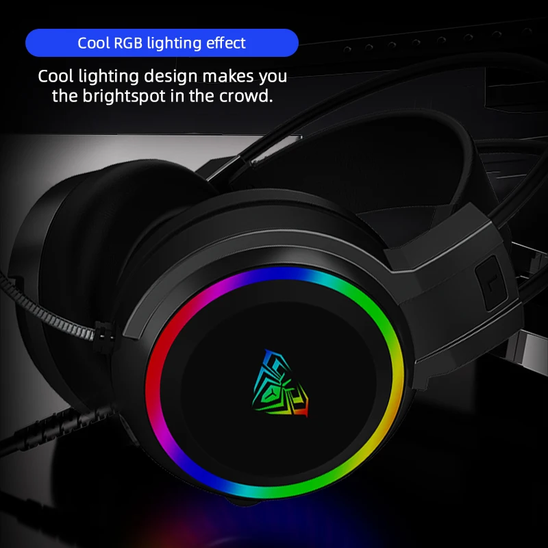 aula S608 Wired Gaming Computer USB/3.5mm RGB Backlight Noise Reduction Esports Gamer Headset With Mic For PC Laptops_voghion.com