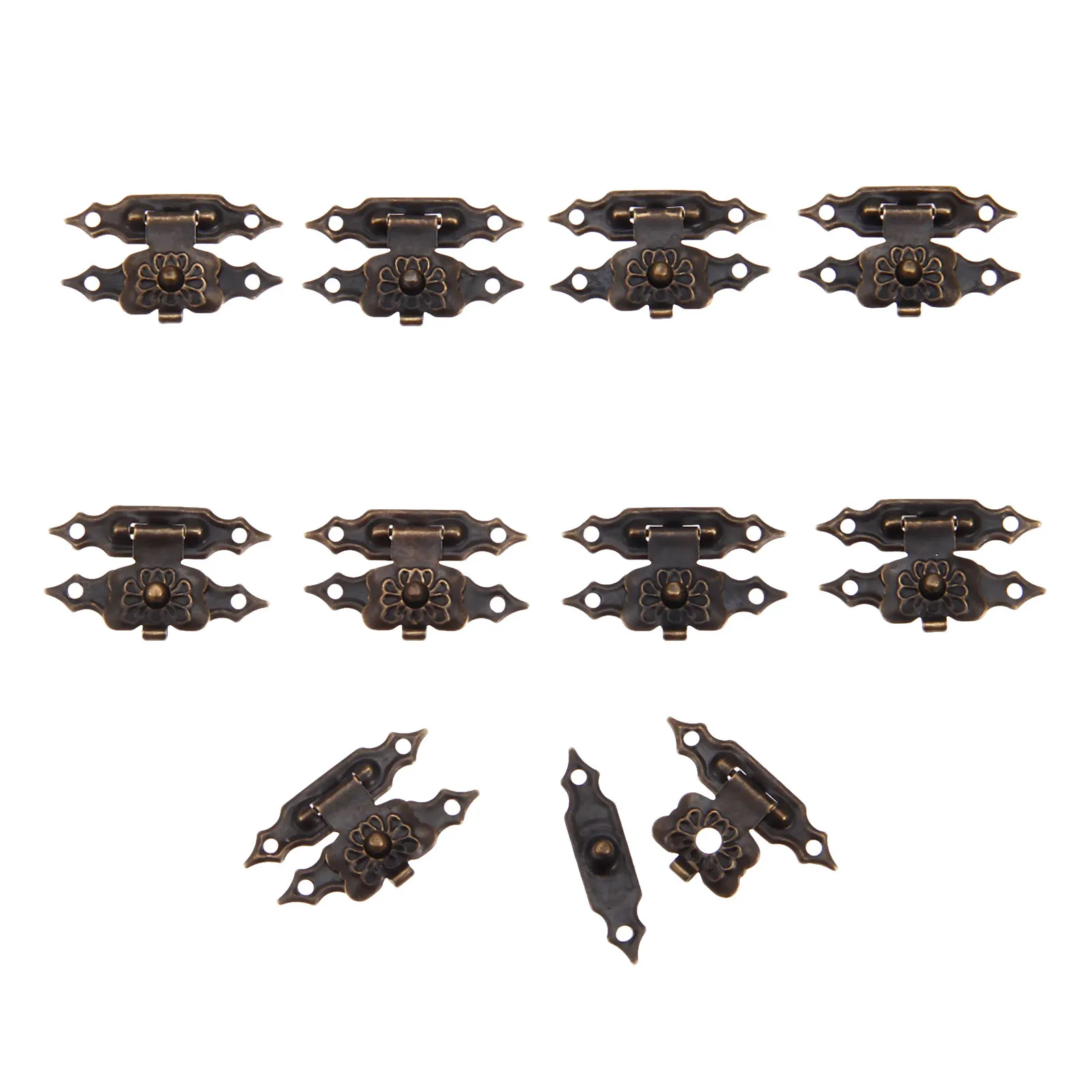 40 Sets Mini Antique Brass Wooden Case Hasp Jewelry Gift Box Decorative Hasp Latch for Home Finuture Buckle Clasp Lock 30*18mm