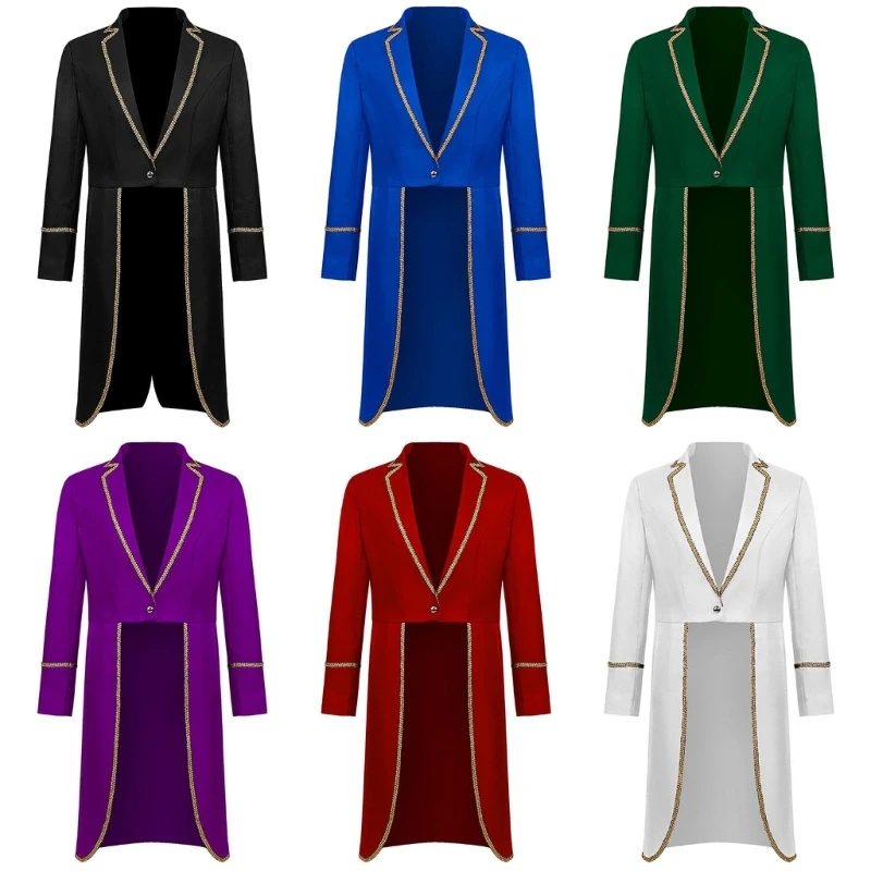 

Men's Steampunk Vintage Tailcoat Gothic Victorian Frock Coat Uniform Halloween Costume for Stage Performances