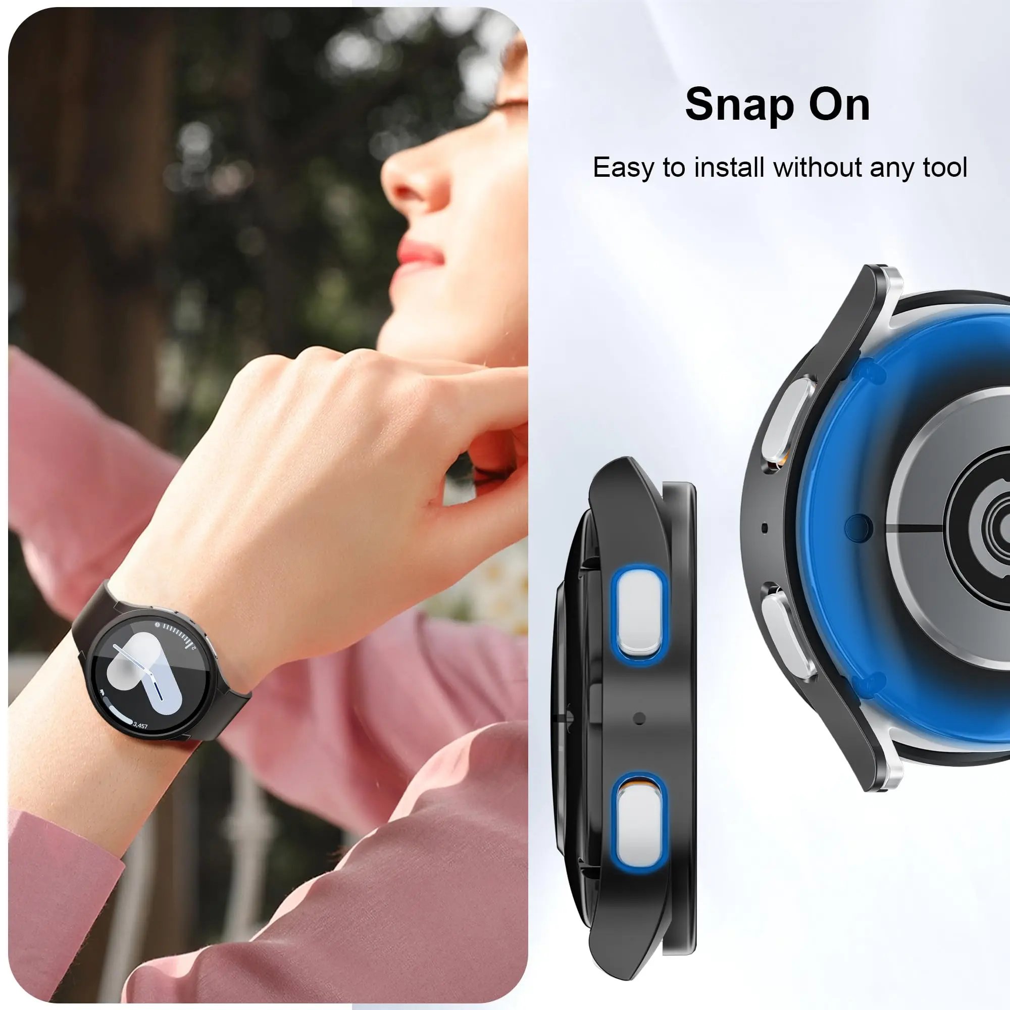 Glass+PC Case for Samsung Galaxy Watch 7 6 5 4 44mm 40mm - Fit Example