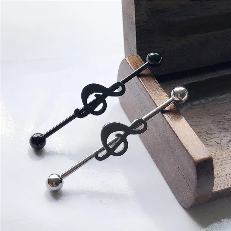 14G Cross Industrial Barbell Piercing Heart Earring Straigh Bar Cartilage Ear Piercing Barbells Body Jewelry