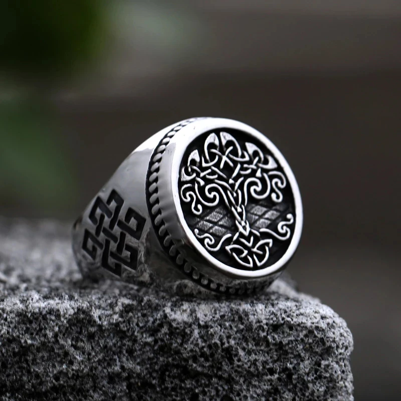 

Vintage Viking Tree Of Life Ring For Men Norse Mythology Stainless Steel Yggdrasils Ring Fashion Amulet Viking Rings Jewelry