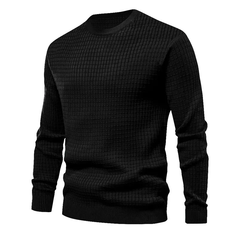 Men's Spring And Autumn Men's Knit Sweater Small Square Loose Round Neck Casual Long-sleeved Tops For Men