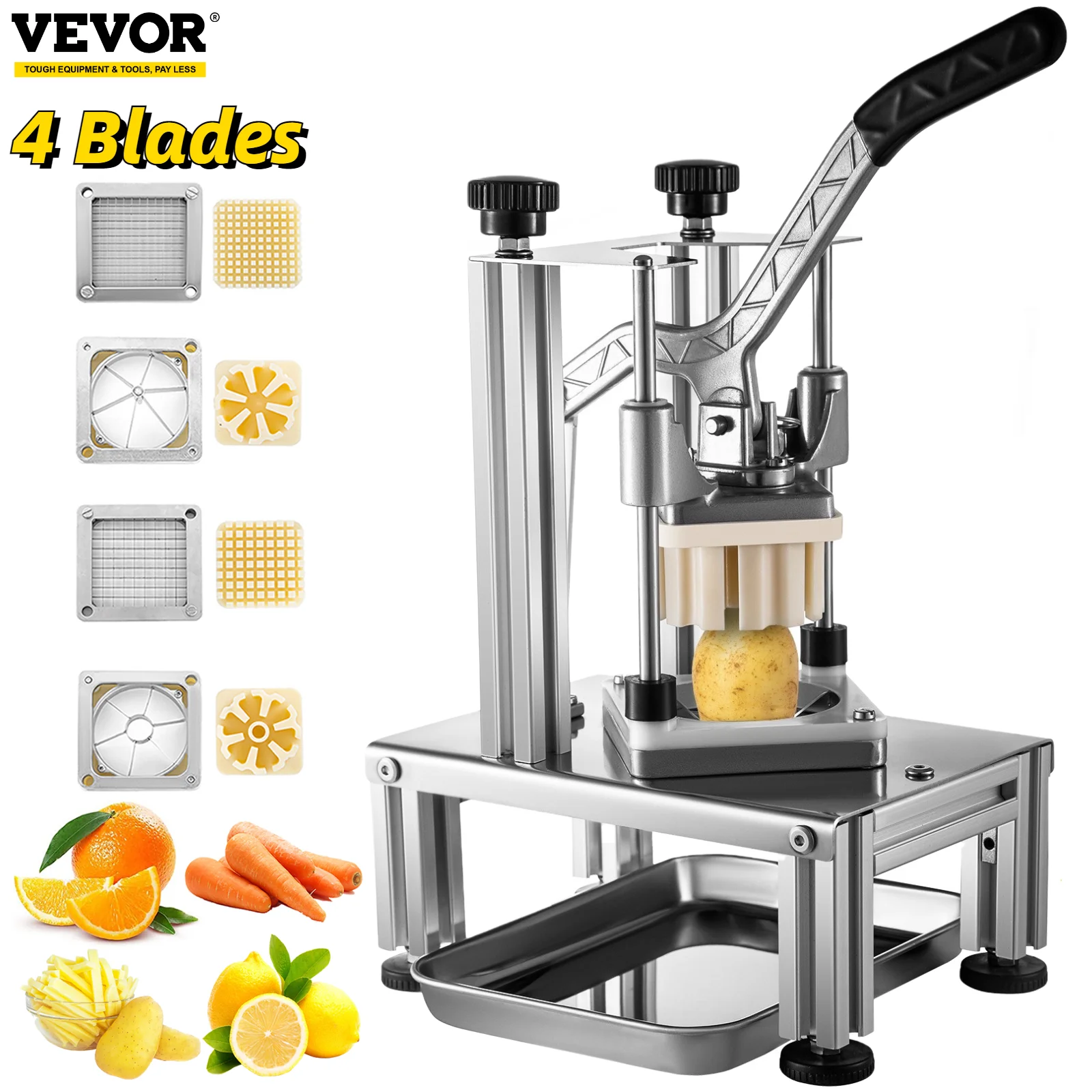 Vevor Commercial Vegetable Chopper With 4 Stainless Steel Blades Home