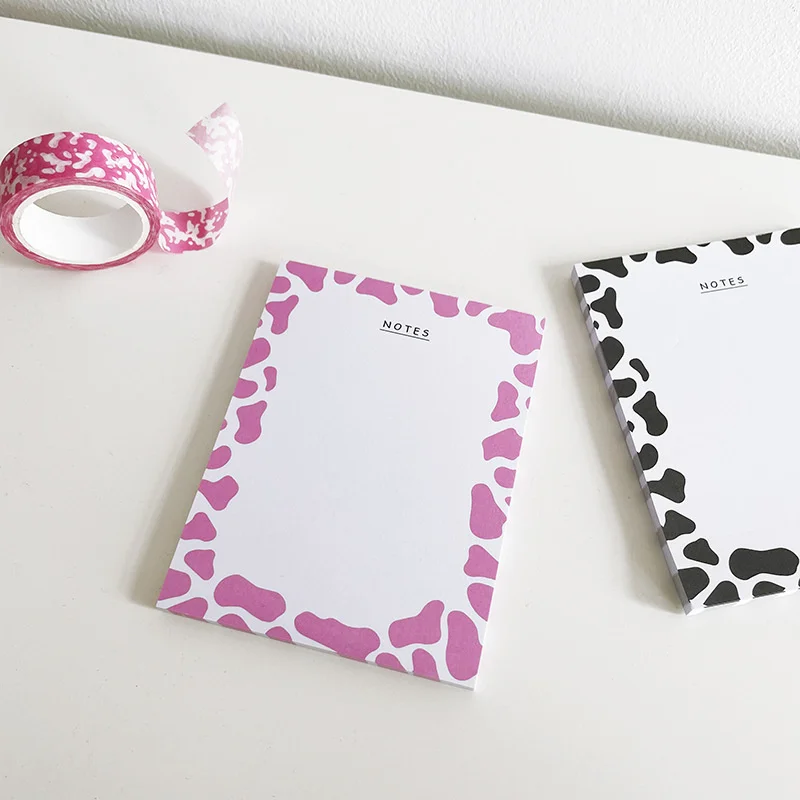 1Pc 50 Sheets Ins Pink Milk Pattern Memo Pad Student Mini Notepad Message Paper School Stationery Planner Supplies Stationery