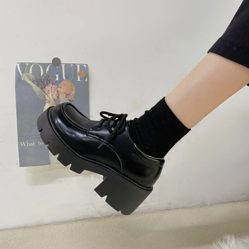 

Uniform Shoes Small Leather Shoes Female British Girl Japanese Wild Black Retro Mary Jane Shoes Lolita Platform Shoes Low Hee