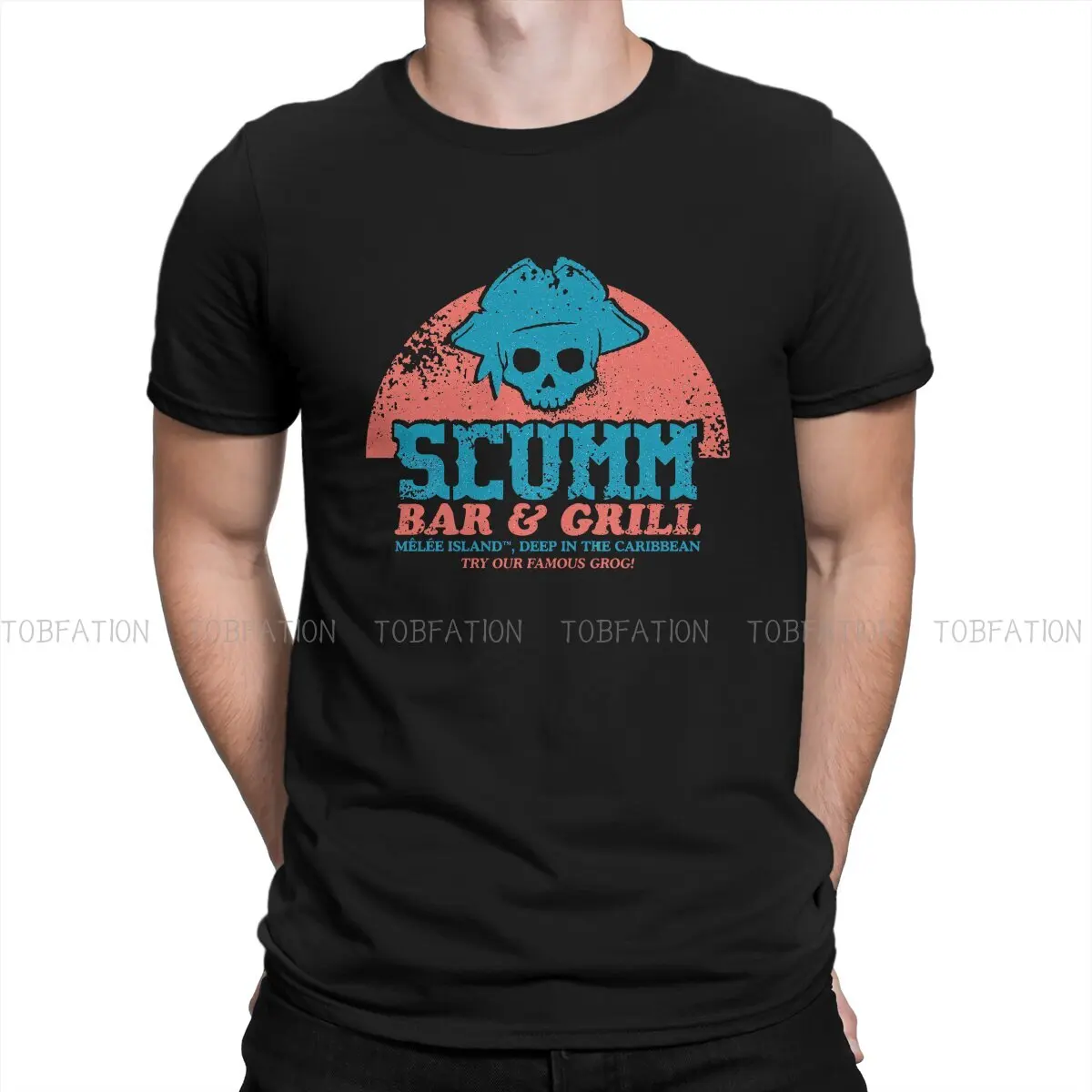 

Monkey Island Game Men's TShirt SCUMM BAR Fashion T Shirt 100% Cotton Original Streetwear Hipster