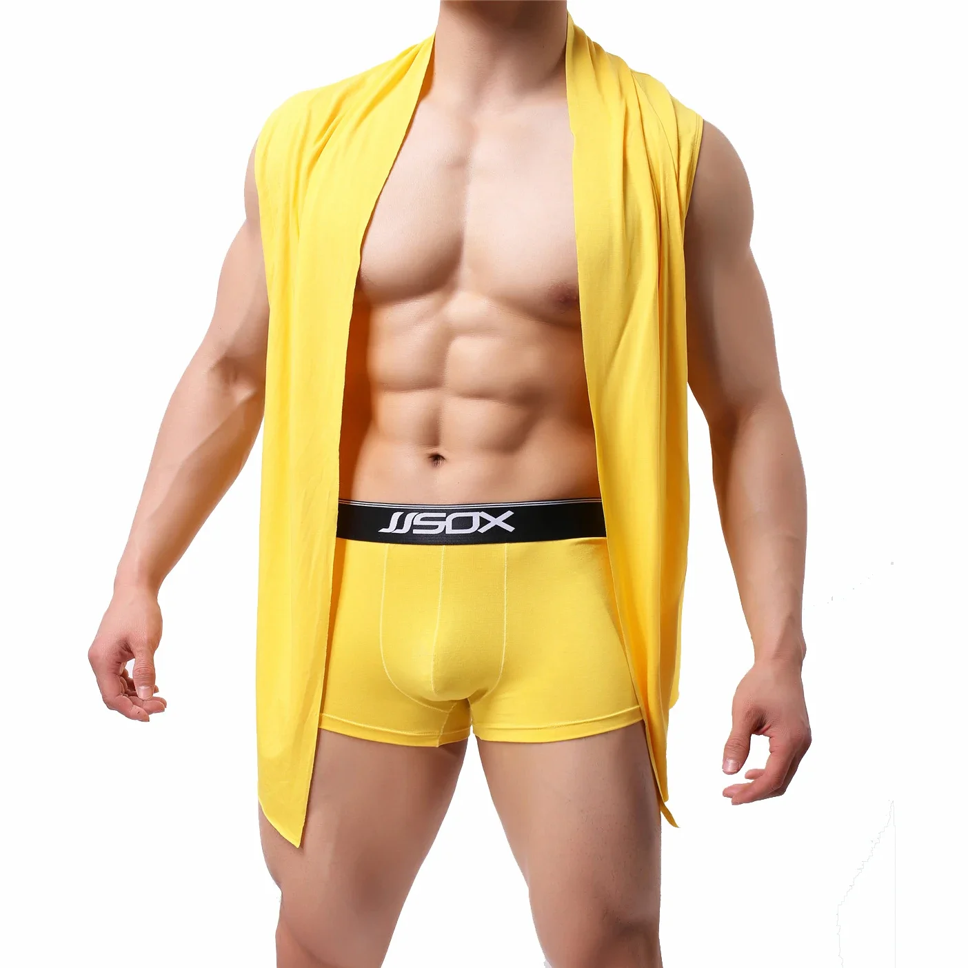 Sexy Men Clothes Set Wrestling Singlets Undershirts Soft Modal Sleeveless Tops Vest Boxer Shorts Underwear Pajamas Suit Homewear