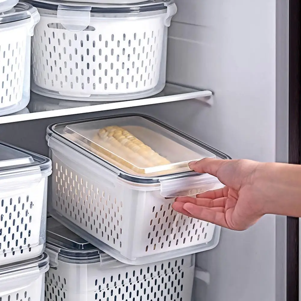 Two-layer Mini Refrigerator Organizer Kitchen Fridge Storage Box Drain  Sealed Container Crisper Debris Fridge Storage Boxes Tray - Bags & Baskets  - AliExpress