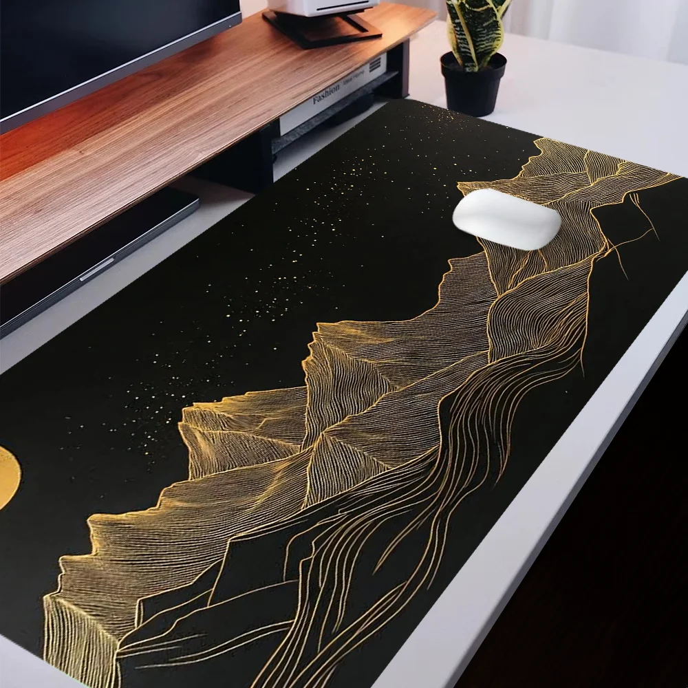 Golden Mountain Art Mouse Pad with stitched edges