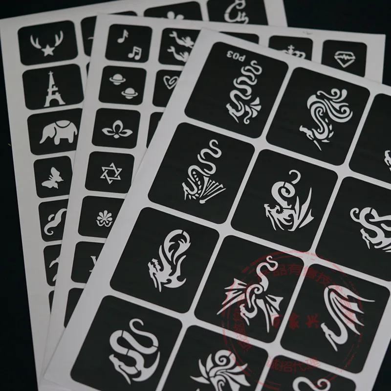635 Pcs Tattoo Stencil for Painting Drawing Pictures Hollow Small Temporary Tattoo Templates Color Drawing Book Brochure supply